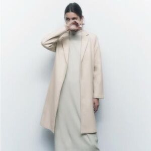 Barely Worn Zara Lapel Coat (Ecru)